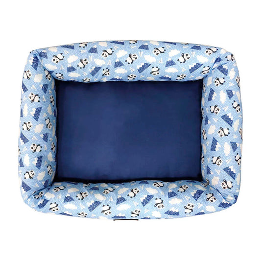 Cama Retangular Para Cães e Gatos Popular Pet Panda Azul Tamanho. G